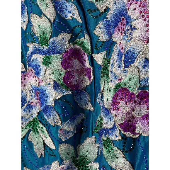 NEW Ellie Wilde Mon Cheri Formal Gown Women 2 Blue Embroider Floral Pageant Prom - Picture 13 of 13